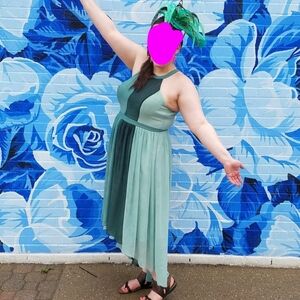 ModCloth Peachy Queen Maxi in Pear 1X High-Low